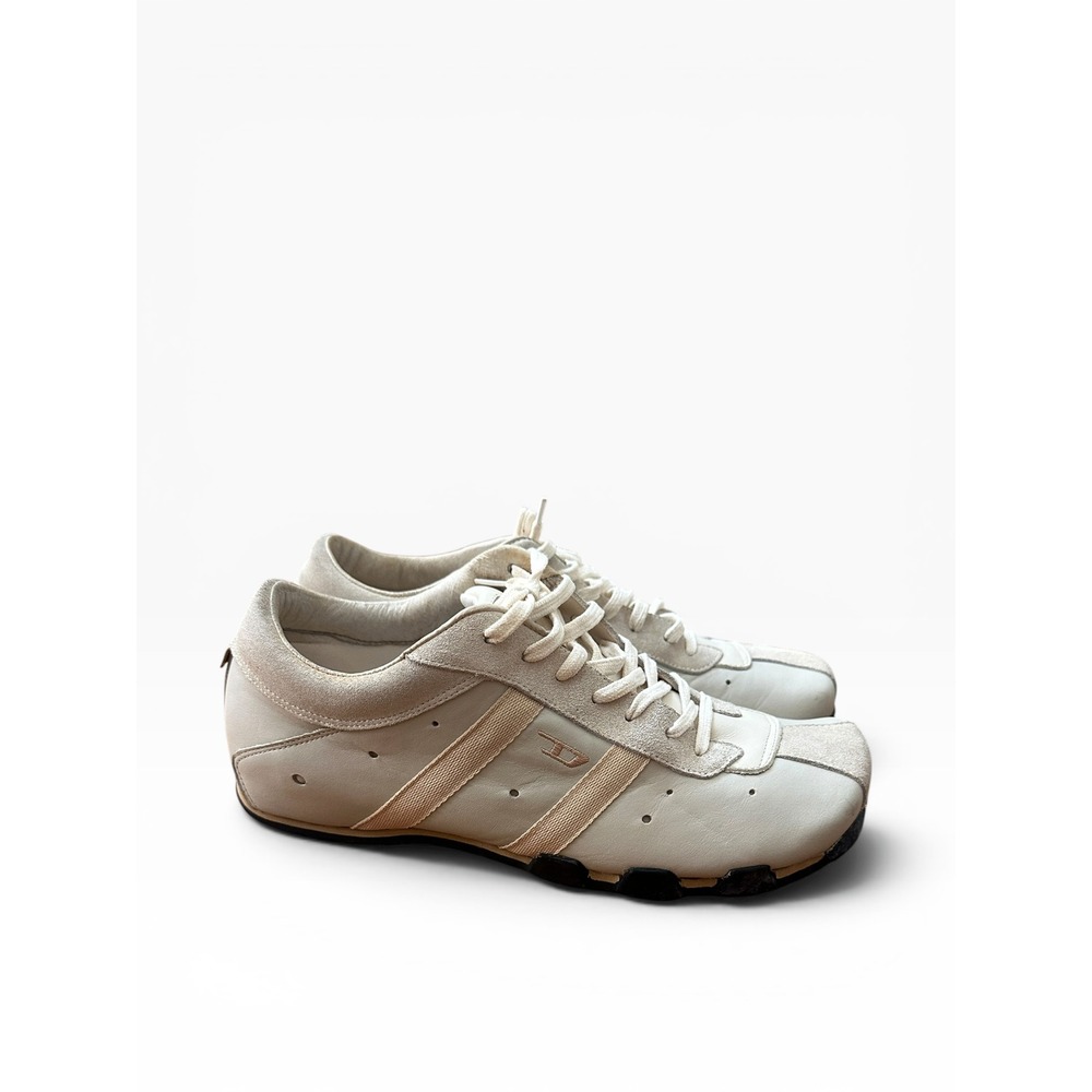 Vintage Diesel Wish Mens Leather Low Top Sneakers Off White Cream US 8.5 EUR 41